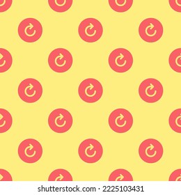 Seamless repeating refresh circle flat icon pattern, mellow yellow and pastel red color. Design for birthday party banner.