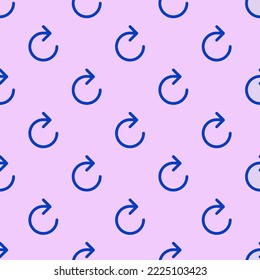 Seamless repeating refresh flat icon pattern, pale lavender and royal azure color. Background for selfie.