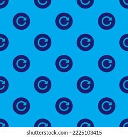 Seamless repeating reload circle flat icon pattern, cyan (process) and midnight blue color. Ornament for invitation card.