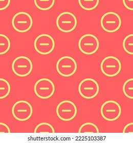 Seamless repeating remove flat icon pattern, pastel red and mellow yellow color. Background for selfie.