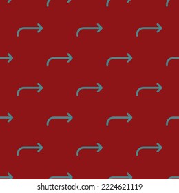 Seamless repeating return up forward outline flat icon pattern, ruby red and teal blue color. Backround for motivational quites.