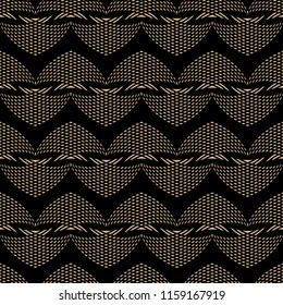 Seamless repeating sample in the Japanese style. Gold carps against a dark background. Koi. Endless texture for textile design. Vector color background.