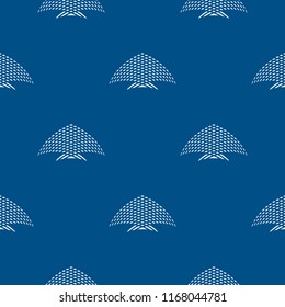 Seamless repeating sample in the Japanese style. Dot fountain on a blue background. Carp koi. Endless texture for textile design. Vector color background.