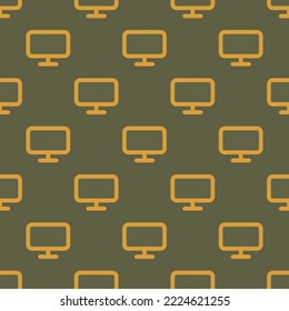 Seamless repeating screen flat icon pattern, umber and satin sheen gold color. Background for online meeting.