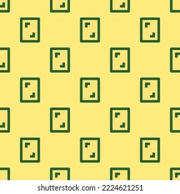 Seamless repeating screen shot flat icon pattern, mellow yellow and hunter green color. Design for name tag.