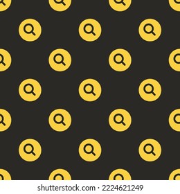 Seamless repeating search circle flat icon pattern, black leather jacket and sandstorm color. Background for wedding invitation.