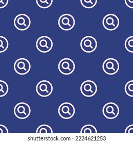 Seamless repeating search circle outline flat icon pattern, st. patrick's blue and linen color. Two color background.