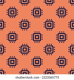 Seamless repeating smartphone chip flat icon pattern, pale copper and oxford blue color. Background for poster.