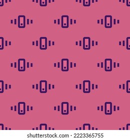 Seamless repeating smartphone shake flat icon pattern, pale violet-red and persian indigo color. Background for login page.