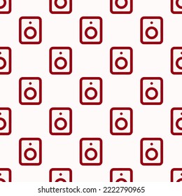 Patrón de icono plano del altavoz que se repite sin inconvenientes, humo blanco y color carmín. Diseño para envolver papel o postal.