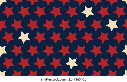 Seamless, repeating star background in patriotic red, white and blue pattern.