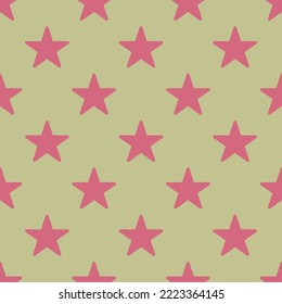 Seamless repeating star flat icon pattern, medium spring bud and blush color. Backgorund for tablet.
