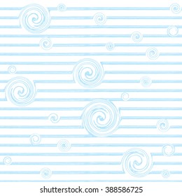 Seamless repeating striped pattern with brush strokes and waves
