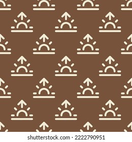 Seamless repeating sunrise flat icon pattern, coffee and eggshell color. Design for wrapping paper or postcard.