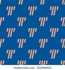 Seamless Repeating Tally Flat Icon Pattern, Usafa Blue And Dark Salmon Color. Background For Slogan.