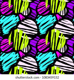 Seamless repeating textile, ink brush strokes pattern in doodle grunge texture style.Handdrawn trendy design, watercolor blotted background for a logo, cards, invitations, posters, banners.