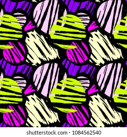Seamless repeating textile, ink brush strokes pattern in doodle grunge texture style.Handdrawn trendy design, watercolor blotted background for a logo, cards, invitations, posters, banners.