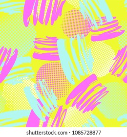 Seamless repeating textile, ink brush strokes pattern in doodle grunge texture style.Handdrawn trendy design, watercolor blotted background for a logo, cards, invitations, posters, banners.
