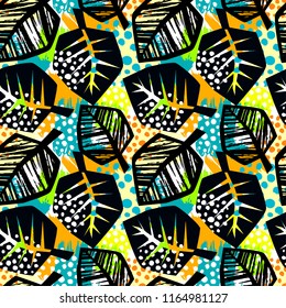 Seamless repeating textile, ink brush strokes pattern in doodle grunge texture style.Handdrawn trendy design, watercolor blotted background for a logo, cards, invitations, posters, banners.
