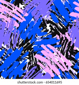 Seamless repeating textile, ink brush strokes pattern in doodle grunge texture style.Handdrawn trendy design, watercolor blotted background for a logo, cards, invitations, posters, banners.