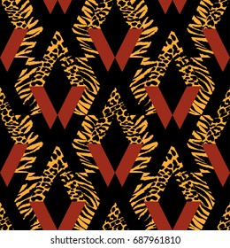 Seamless repeating textile, ink brush strokes pattern in doodle grunge texture style.Handdrawn trendy design, watercolor blotted background for a logo, cards, invitations, posters, banners
