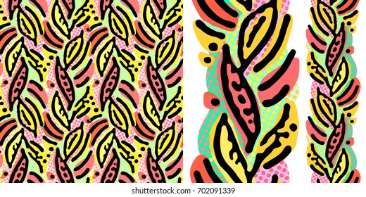Seamless repeating textile, ink brush strokes pattern in doodle grunge texture style.Handdrawn trendy design, watercolor blotted background for a logo, cards, invitations, posters, banners.
