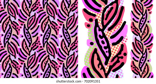 Seamless repeating textile, ink brush strokes pattern in doodle grunge texture style.Handdrawn trendy design, watercolor blotted background for a logo, cards, invitations, posters, banners.