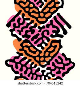 Seamless repeating textile, ink brush strokes pattern in doodle grunge texture style.Handdrawn trendy design, watercolor blotted background for a logo, cards, invitations, posters, banners