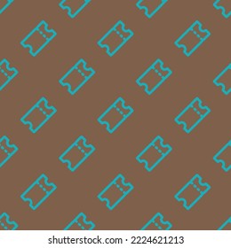 Seamless repeating ticket outline flat icon pattern, raw umber and light sea green color. Design for wrapping paper.