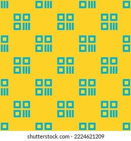 Seamless repeating tikcode flat icon pattern, banana yellow and dark turquoise color. Background for poster.