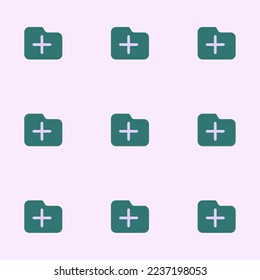 Seamless repeating tiling add folder flat icon pattern of pale lavender and celadon green color. Background for kitchen.