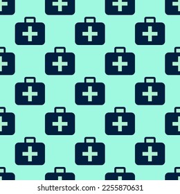 Seamless repeating tiling aid kit flat icon pattern of magic mint and oxford blue color. Backgorund for tablet.