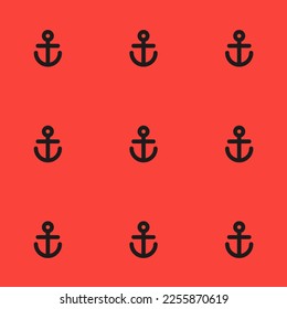 Seamless repeating tiling anchor flat icon pattern of carmine pink and dark jungle green color. Background for website.