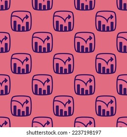 Seamless repeating tiling app dashboard flat icon pattern of pale violet-red and persian indigo color. Background for notebook.