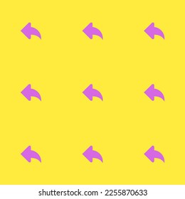 Seamless repeating tiling arrow back flat icon pattern of sunglow and orchid color. Background for notebook.