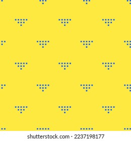Seamless repeating tiling arrow bottom dot flat icon pattern of sunglow and blue (crayola) color. Design for certificate.