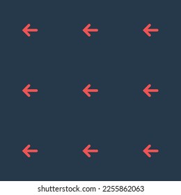 La flecha de azulejos repitiendo sin inconveniente dejó un patrón de icono plano de carbón vegetal y color rojo-naranja. Fondo de dos colores.