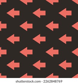 Seamless repeating tiling arrow left flat icon pattern of black leather jacket and terra cotta color. Background for presentation.