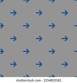 Seamless repeating tiling arrow right flat icon pattern of dark gray and yale blue color. Background for UI design.