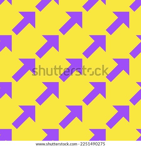 Seamless repeating tiling arrow up right flat icon pattern of sandstorm and lavender indigo color. Ornament for invitation card.