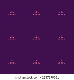 Flecha de baldosas repitiendo sin foco, punta arriba, icono plano de color índigo y negro persa. Diseño para postal.