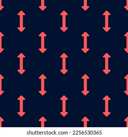 Seamless repeating tiling arrows v flat icon pattern of oxford blue and red-orange color. Background for banner.