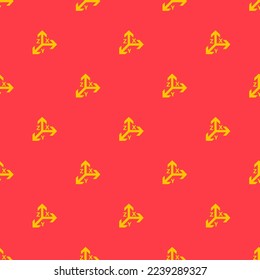 Seamless repeating tiling axis three flat icon pattern of coral red and golden poppy color. Background for logo design.