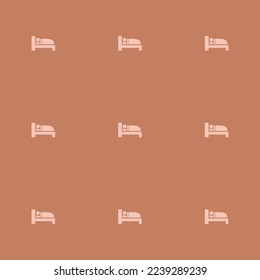 Seamless repeating tiling bed flat icon pattern of pale copper and tea rose (rose) color. Background for letter.