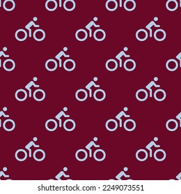 Seamless repeating tiling bicycle share  flat icon pattern of tyrian purple and pale aqua color. Backround for motivational quites.