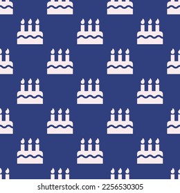 Seamless repeating tiling birthday cake flat icon pattern of st. patrick's blue and linen color. Background for wedding invitation.