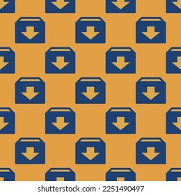 Seamless repeating tiling box add flat icon pattern of indian yellow and st. patrick's blue color. Background for menu.