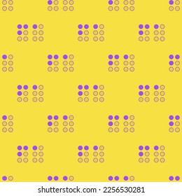 Seamless repeating tiling braille flat icon pattern of sandstorm and lavender indigo color. Background for menu.