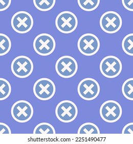 Seamless repeating tiling cancel circle flat icon pattern of dark pastel blue and white smoke color. Background for quotes.