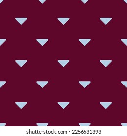 Seamless repeating tiling caret down flat icon pattern of tyrian purple and pale aqua color. Background for story.